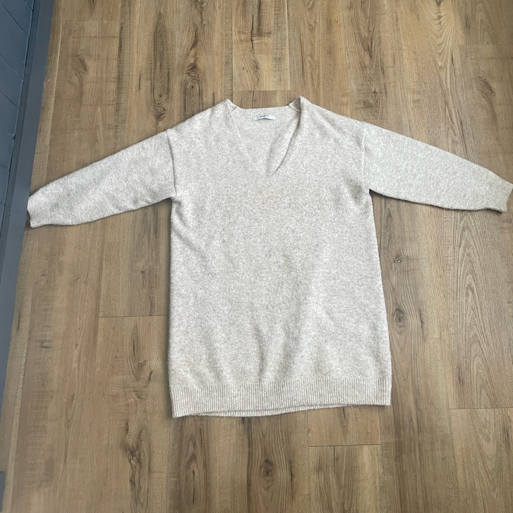 Smash + Tess Light Beige V-Neck Sweater Dress